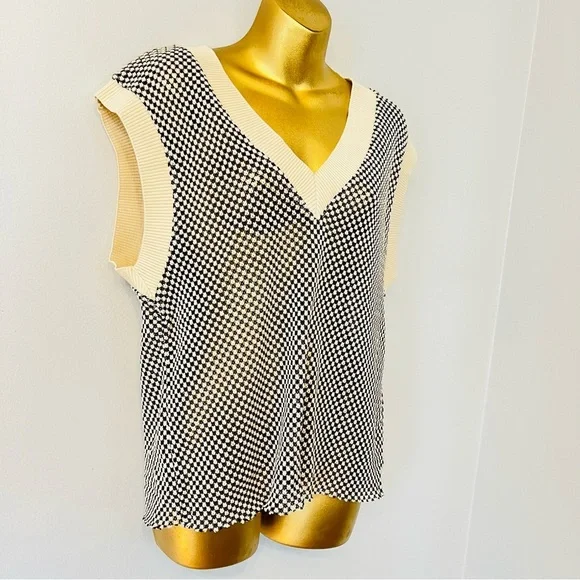 ZARA‎ checkered Knit Vest S Preppy Chic - Picture 3 of 5